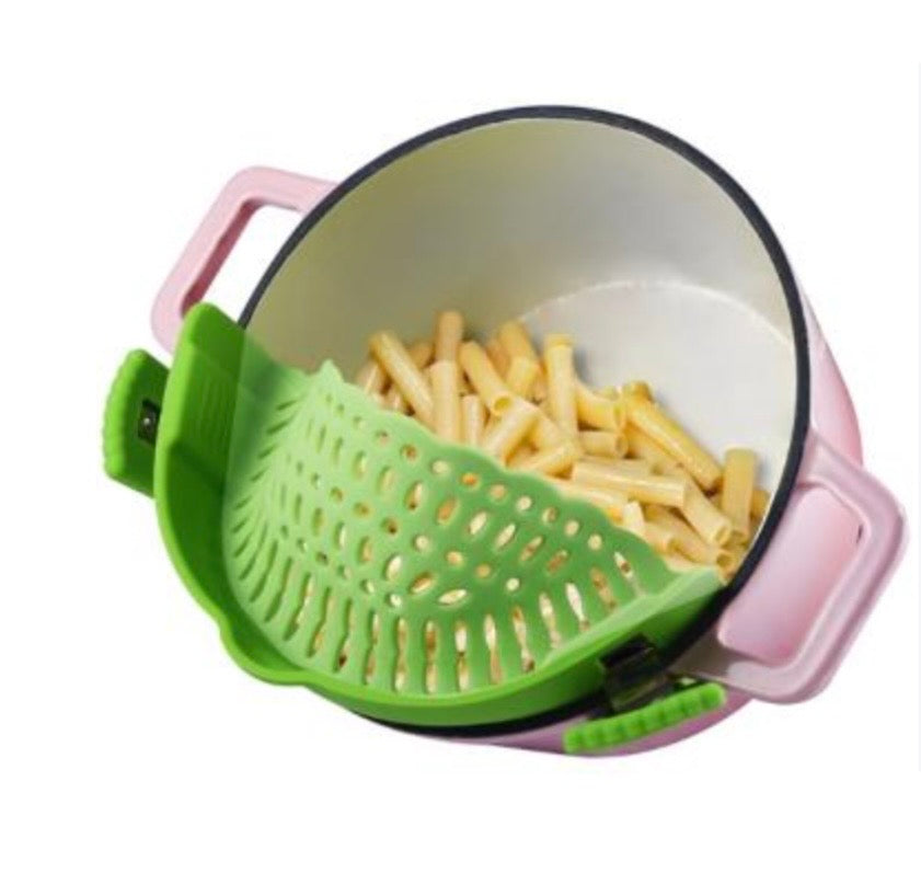 Clip-On Silicone Pot Colander with Built-In Spout
