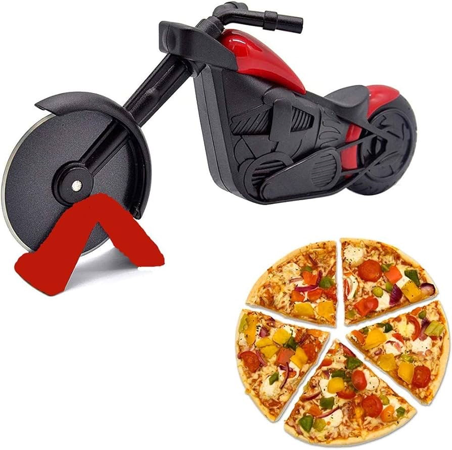 Motorcycle Pizza Cutter with Stand