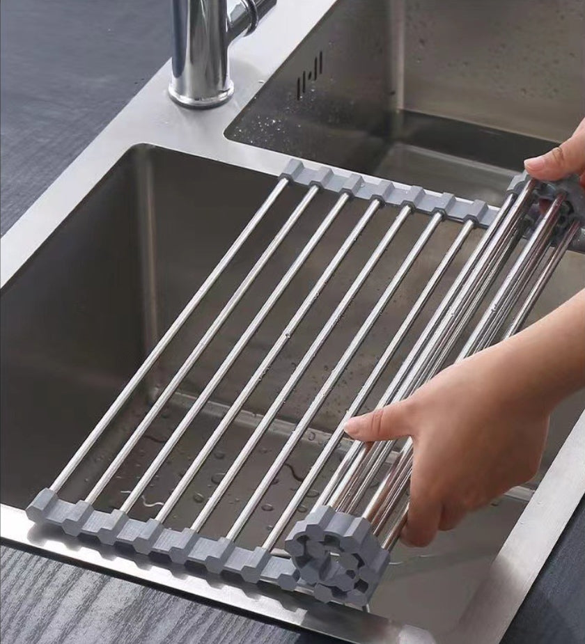 Roll-Up Stainless Steel Sink Drying Rack